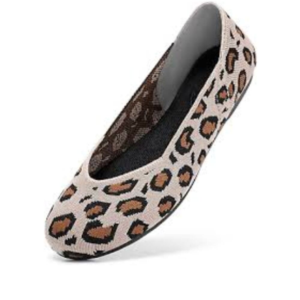 1913 NIB Bacia Flats Round Toe Fashion Ballet Comfort Knit Leopard 2 Pair $25